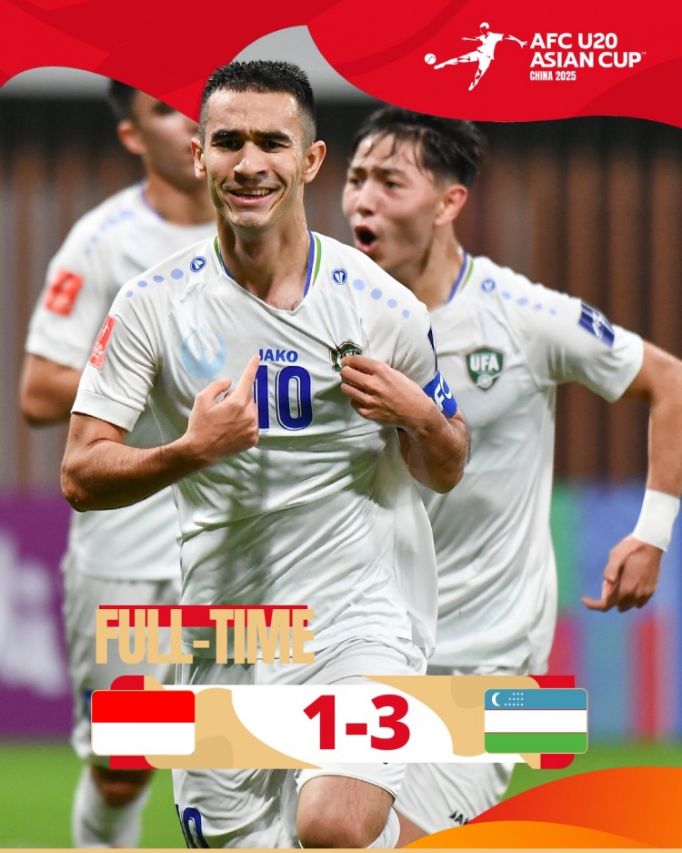  烏茲別克斯坦U20隊3-1印尼U20隊兩連勝晉級8強，印尼U20隊出局