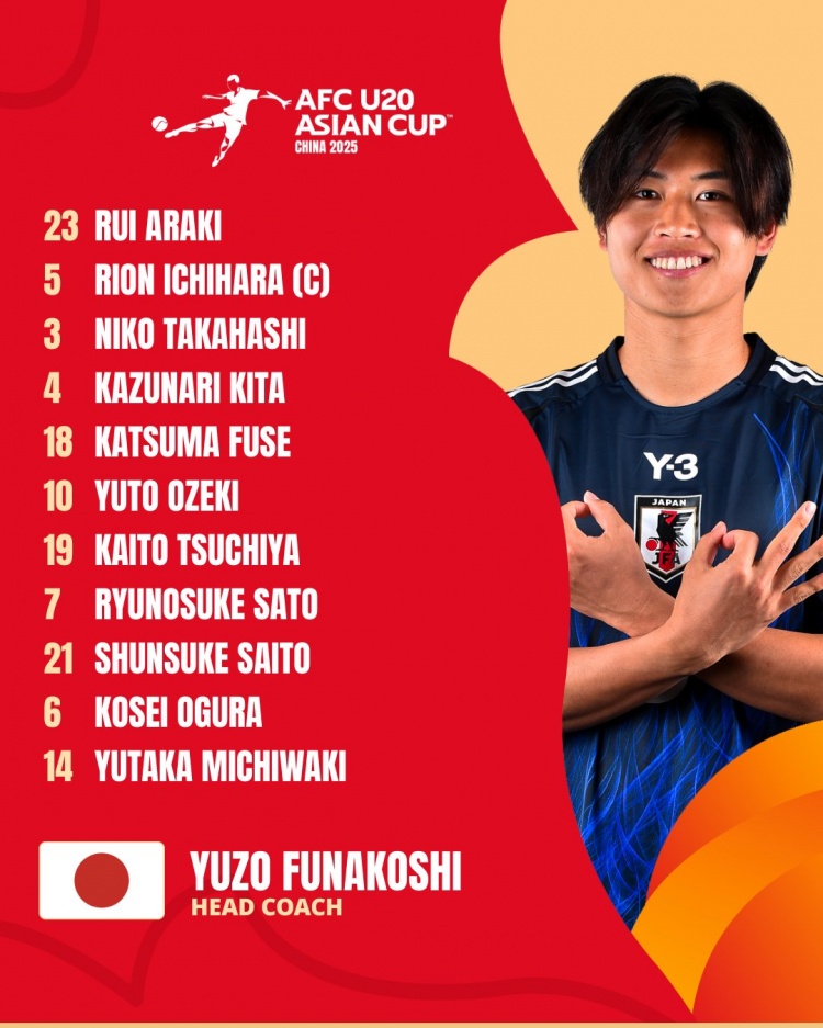  日本U20vs敘利亞U20首發(fā):高橋仁胡、佐藤龍之介出戰(zhàn) 高岡伶颯替補(bǔ)