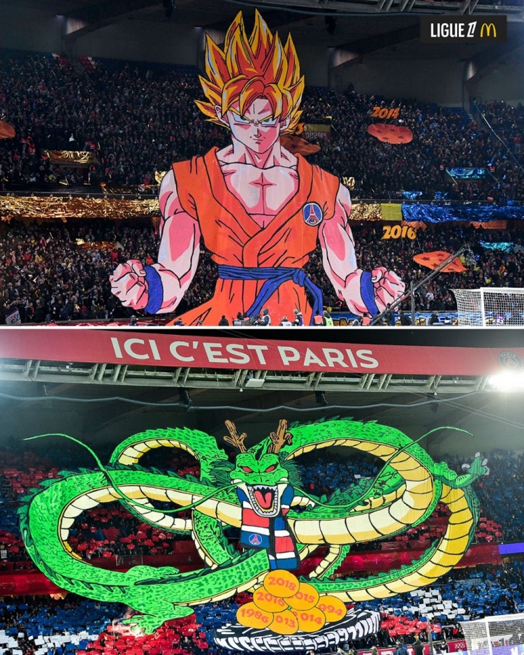  逝世一周年，法甲官推曬昔日巴黎主場龍珠TIFO：鳥山明經(jīng)典永存